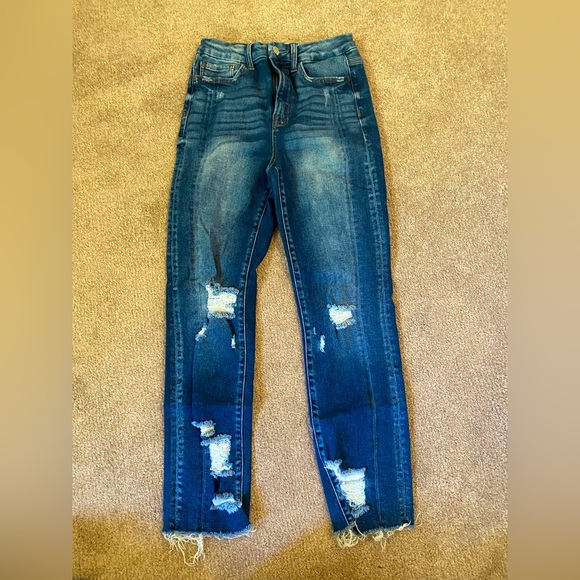 Women’s distressed bridge by gly ultra high rise ankle jeans, size 26 - Picture 2 of 5